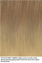 RO1423 HONEY OMBRE | Begins at the root with a Dark Blonde gradually getting lighter toward the ends with a lighter Blonde shade