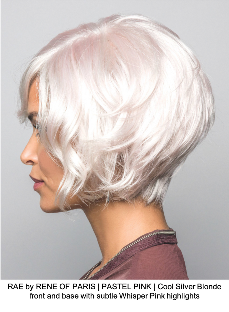 RAE by RENE OF PARIS | PASTEL PINK | Cool Silver Blonde front and base with subtle Whisper Pink highlights