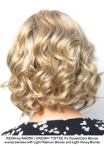 REIGN by AMORE | CREAMY TOFFEE R | Rooted Dark Blonde evenly blended with Light Platinum Blonde and Light Honey Blonde