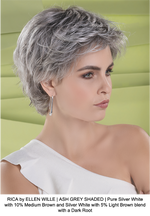 RICA by ELLEN WILLE | ASH GREY SHADED | Pure Silver White with 10% Medium Brown and Silver White with 5% Light Brown blend with a Dark Root