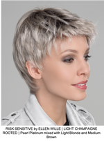 RISK SENSITIVE by ELLEN WILLE | LIGHT CHAMPAGNE ROOTED | Pearl Platinum mixed with Light Blonde and Medium Brown