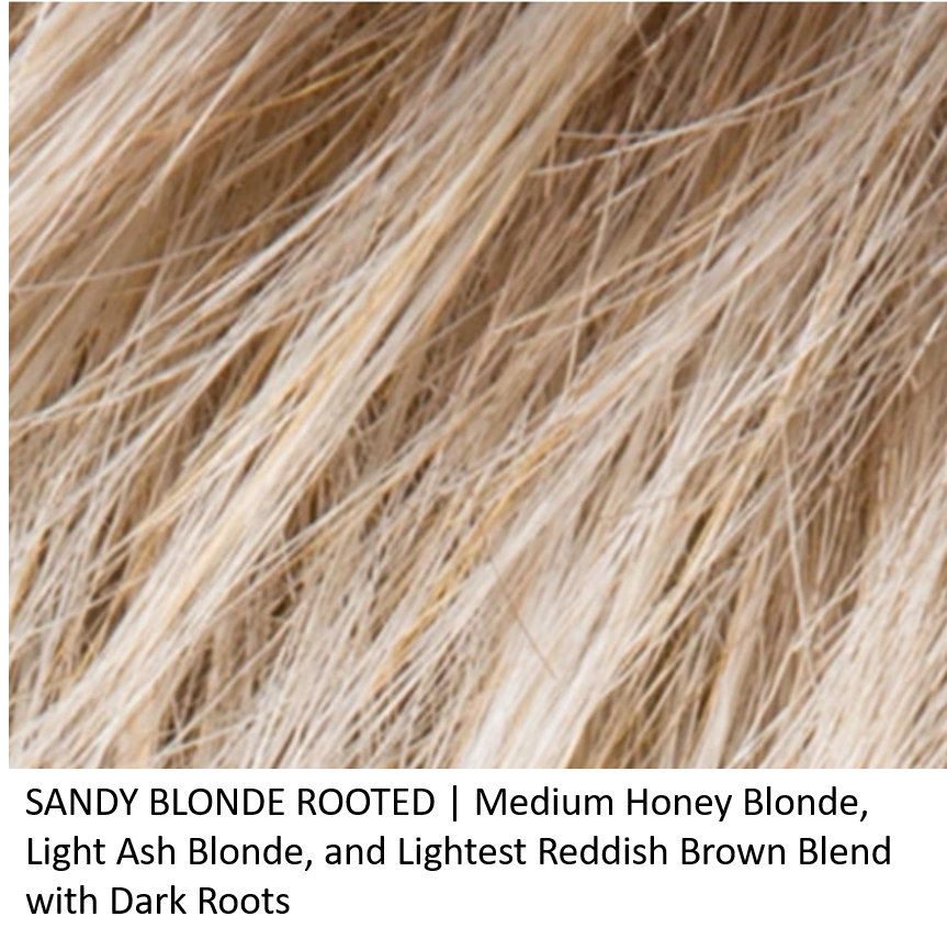 SANDY BLONDE ROOTED | Medium Honey Blonde, Light Ash Blonde, and Lightest Reddish Brown blend with Dark Roots