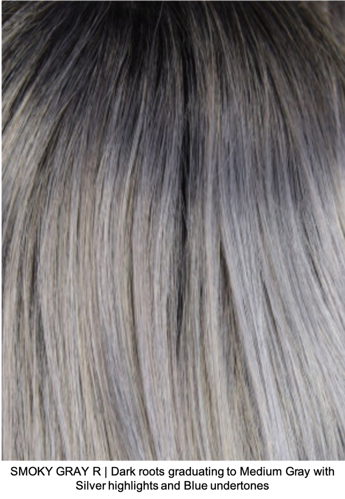 SMOKY GRAY R | Dark Roots blended to Medium Gray with Silver highlights and Blue undertones