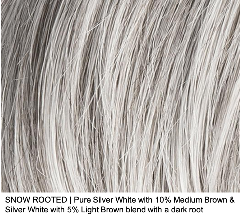SNOW ROOTED | Pure Silver White with 10% Medium Brown & Silver White with 5% Light Brown blend with a dark root