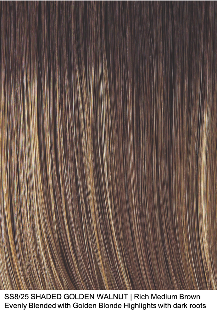 SS8/25 SHADED GOLDEN WALNUT | Rich Medium Brown Evenly Blended with Golden Blonde Highlights with dark roots