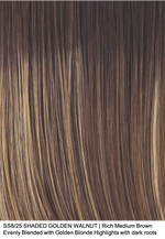 SS8/25 SHADED GOLDEN WHEAT | Rich Medium Brown Evenly Blended with Golden Blonde Highlights with dark roots