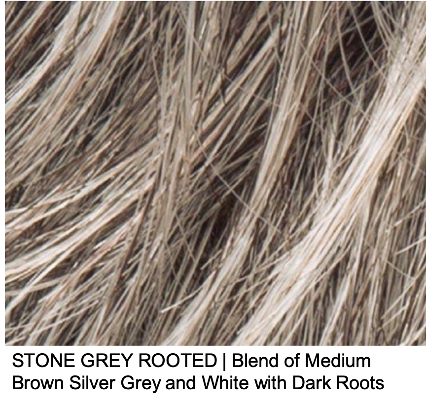 STONE GREY ROOTED | Blend of Medium Brown Silver Grey and White with Dark Roots