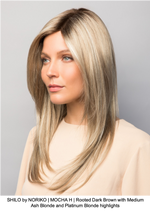 SHILO by NORIKO | MOCHA H | Rooted Dark Brown with Medium Ash Blonde and Platinum Blonde highlights