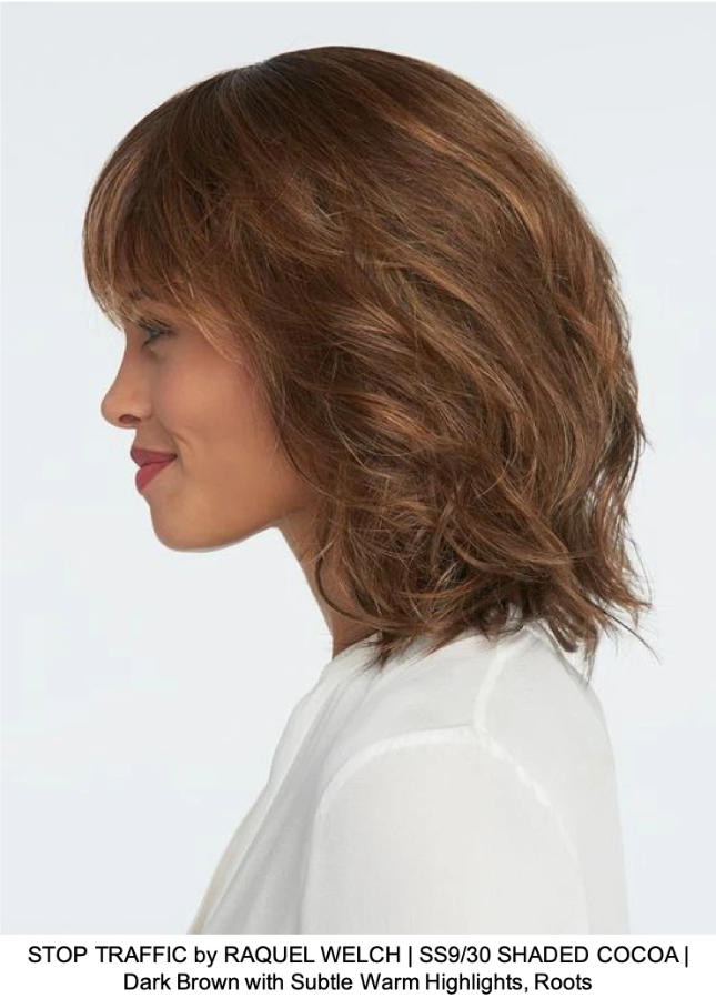 STOP TRAFFIC by RAQUEL WELCH | SS9/30 SHADED COCOA | Dark Brown with Subtle Warm Highlights, Roots