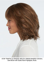 STOP TRAFFIC by RAQUEL WELCH | SS9/30 SHADED COCOA | Dark Brown with Subtle Warm Highlights, Roots