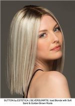 SUTTON by ESTETICA | SILVERSUNRT8 | Iced Blonde with Soft Sand & Golden Brown Roots