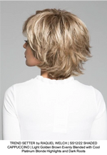 TREND SETTER by RAQUEL WELCH | SS12/22 SHADED CAPPUCCINO | Light Golden Brown Evenly Blended with Cool Platinum Blonde Highlights and Dark Roots