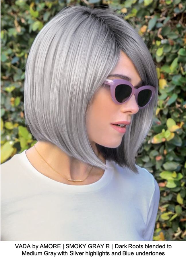VADA by AMORE | SMOKY GRAY R | Dark Roots blended to Medium Gray with Silver highlights and Blue undertones