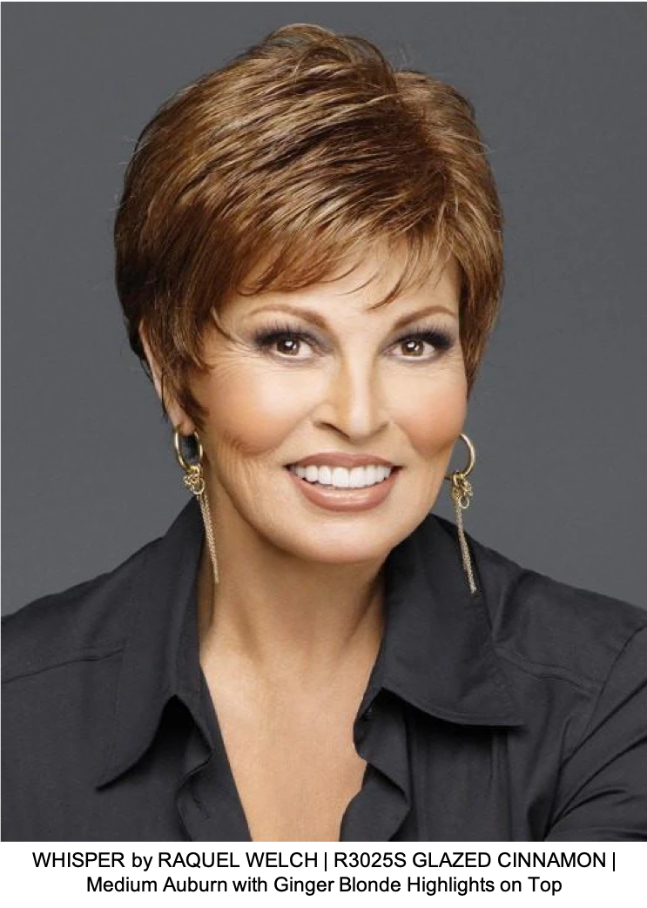 WHISPER by RAQUEL WELCH | R3025S GLAZED CINNAMON | Medium Auburn with Ginger Blonde Highlights on Top