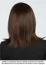 WORK IT by RAQUEL WELCH | R6/30H CHOCOLATE COPPER | Dark Medium Brown Evenly Blended with Medium Auburn Highlights