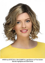 WREN by ESTETICA | RH12/26RT4 | Light Brown w/ Fine Golden Blonde Highlights and Dark Roots